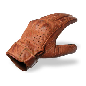SILK HAWKS ถุงมือขับรถหนังสีแทนวินเทจ กันลมสำหรับฤดูหนาว ถุงมือไบค์เกอร์แบบเต็มนิ้วแบบเจาะรู สายรัดข้อมือปรับได้ - Product Image 4