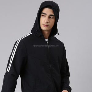 Vêtements Nardon Vente en gros Logo personnalisé Veste coupe-vent personnalisée à capuche zippée pour hommes Veste coupe-vent Nardon - Product Image 3