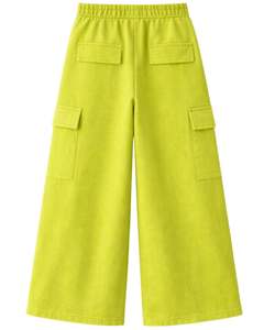 Pantalones Deportivos Cargo de Pierna Ancha Color Verde Lima para Mujer, Cintura Elástica, Pantalones Casuales de Felpa, Corte Holgado, Ropa Urbana, Cómodos para Invierno - Product Image 2