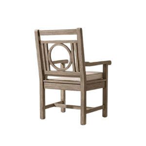 Modern Classic Outdoor Dining Arm Chair Solid Teak Contemporary Geometric <b>Back</b> Design Comfortable <b>Cushion</b> Hotel Villa Use - Product Image 3