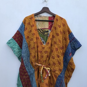 Vestido Kaftan Kantha de Algodón Hecho a Mano al por Mayor, Estilo Bohemio Indio, Holgado, para Playa, para Mujer - Product Image 3