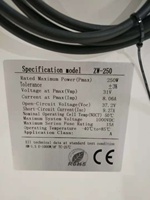 Panneaux solaires en verre laminé 30V, chargeur de panneaux solaires photovoltaïques portables 250W, panneaux solaires à cadre en aluminium ZW-250W-30VM