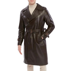 Abrigo de Cuero Genuino Personalizable de Lujo para Hombre - Abrigo de Invierno Elegante y Formal para Empresas, Corte Entallado, con Botones de Cuerno - Product Image 5