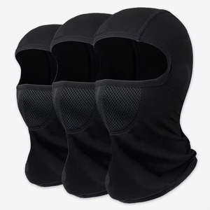 Pasamontañas unisex de poliéster a cuadros negro, máscara facial transpirable de malla para deportes al aire libre, talla adulto 52-54cm - Product Image 3