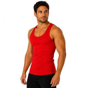 Custom Solid Colour Men Tank Top Slim Fit Stringer Vest Blank Gym <b>Singlet</b> Premium Breathable Cotton Athletic Sleeveless Casual - Product Image 3