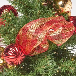 2 Decorazioni Natalizie in Iuta ROSSO/ORO con 50 Luci LED BIANCO CALDO a Batteria - Product Image 6