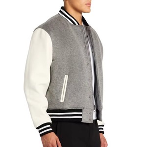 Veste universitaire classique pour hommes avec logo personnalisé, de haute qualité, manches en cuir véritable enduit, imperméable, coupe-vent, OEM - Product Image 6