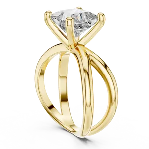 Bague de fiançailles en or sur mesure avec diamant de laboratoire taille princesse 3 carats, sertie quatre griffes, à tige sculpturale infinie fendue, style solitaire - Product Image 3