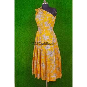 Vestido Midi Ajustado sin Mangas con Estampado Floral y Hombros Descubiertos, Hecho a Mano, 100% Algodón, Cómodo para Mujer, Ideal para Fiestas, Playa y Bodas - Product Image 5