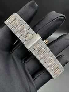 นาฬิกาข้อมือผู้ชายสุดหรู สแตนเลสสตีล ฮิปฮอป ประดับเพชรโมอิสซาไนต์ VVS แบบเต็มหน้าปัด ดีไซน์ทันสมัย สายควอตซ์ ขนาด 22 มม. - Product Image 2