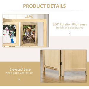 Paravento Pieghevole in Legno a 4 Pannelli, Divisorio Naturale per Interni con Cornici Portafoto, Stile Artistico per Arredamento Casa - Product Image 6