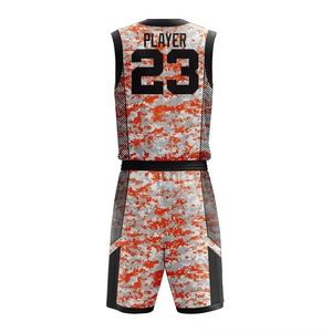 Custom Basketball Uniform Men <b>Camouflage</b> Print Jersey Shorts Set Number 23 Sublimation Quick Dry Sporty Style V Neck Summer Wear - Product Image 3