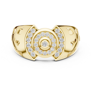 Anillo de Diamantes Cultivados en Laboratorio REGAL SHIELD, Oro Amarillo Sólido de 18 Quilates, Corte Brillante, con Piedras Laterales, para Compromiso, Boda, Uso Diario en la Oficina - Product Image 1