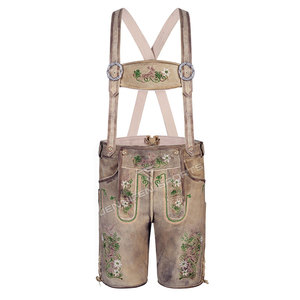 Nouvelles Lederhosen traditionnelles allemandes pour hommes, style bavarois, en cuir de vachette suédé, sur mesure, motif uni, Trachten - Product Image 1