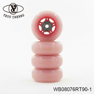 Skateboard <b>Wheels</b> PU Red Transparent ABEC-7/9/11 Bearing WB08076RT90-1 YEOU CHERNG - Product Image 3