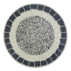 Set de table rond décoratif perlé avec broderie 12x12 pouces, écologique, pour table à manger, protection thermique, Axiom Home Accents - Product Image 6