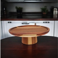 Support à gâteau en bois artisanal |   Plateau de présentation rond pour desserts, cupcakes, fruits, mariage, fête, cuisine, décoration de la maison, centre de table, service