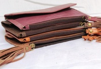Tas tangan kulit asli wanita, tas tangan desainer kulit asli Multi warna, dompet panjang, tas tangan untuk wanita