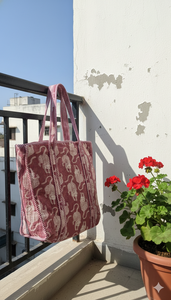 Bolso Tote de Algodón Acolchado Ligero Hecho a Mano, Color Sólido Vintage, para Viajes y Compras - Product Image 5