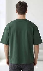 เสื้อยืดลำลองผู้ชายสีเขียวทรงโอเวอร์ไซส์ ผลิตจากผ้าฝ้ายออร์แกนิกคุณภาพสูง ทอแบบถัก แขนสั้นด้านหน้า ระบายอากาศได้ดี สวมใส่สบาย - Product Image 3