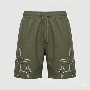 Ensemble survêtement d'été personnalisé pour homme, coupe-vent à capuche vert olive, couleur unie, sportif, séchage rapide, en polyester tricoté, vente en gros - Product Image 4