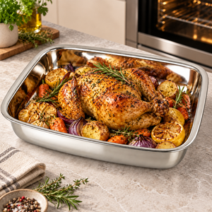 Plateau de service rectangulaire en acier inoxydable, plat de buffet profond pour hôtel, restaurant, traiteur - Product Image 6