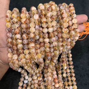 Cadena de Perlas de Grado AA de 8 mm, Piedras Preciosas Redondas de Color Amarillo Natural para Hacer Joyas, Pulseras, Collares, Feng Shui, Venta al por Mayor - Product Image 1