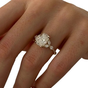 Luxury 3 Carat Elongated <b>Cushion</b> Cut Lab Grown Diamond Nature Inspired <b>Leaf</b> Engagement Ring in 14K 18K Gold or Platinum - Product Image 3