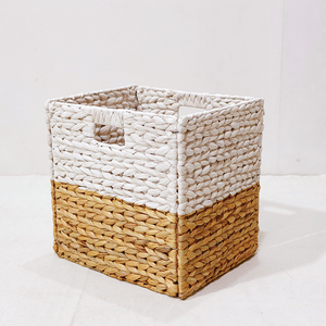 Best Choice Water Hyacinth Storage <b>Cube</b> <b>Basket</b> Closet Shelf Storage Bin Built In Cutout Handles Organizers Laundry - Product Image 3