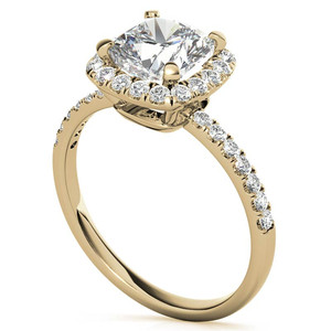 High Quality18k 14k 22k Gold With Natural Classic <b>Cushion</b> Halo Lab Grown Diamond Engagement <b>Ring</b> For Women And Girls Wear - Product Image 3