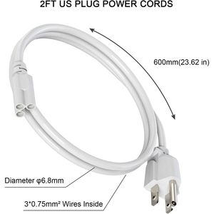 Luminaire tubulaire LED intégré 2FT T8/T5 avec câble d'alimentation CA et prise américaine à 3 broches pour garage, atelier, entrepôt, usage commercial - Product Image 5