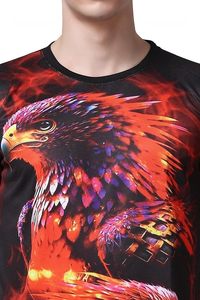 Camiseta de Manga Corta con Cuello Redondo para Hombre, Estampado de Águila Roja por Sublimación, Estilo Casual - Product Image 3