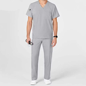 New Arrival Men's Solid Color Hospital Scrub Suits Lightweight Hospital Uniforms with Low MOQ for Healthcare Workers - Product Image 1