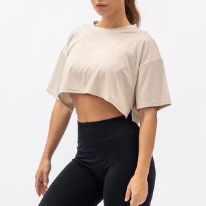 Crop top personnalisé respirant pour femme, T-shirts unis à manches courtes pour le sport et les loisirs, en promotion - Product Image 5