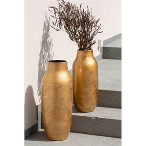 Grand vase décoratif en fer doré, style antique texturé, pour la décoration intérieure, les hôtels et les mariages. - Product Image 1