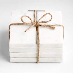 Ensemble de 4 dessous-de-verre carrés en marbre de 4x4 pouces, personnalisables, faciles à nettoyer, pour tasses et verres - Product Image 6