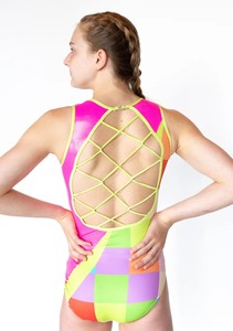 Justaucorps de ballet sans manches en polyester coloré CONX pour filles, idéal pour la danse et l'entraînement, avec taille élastique et détection par aiguille - Product Image 3