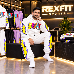 ชุดวอร์ม Rexfit sports 2026 รุ่นสั่งทำพิเศษสำหรับผู้ชาย สีขาว เสื้อฮู้ดซิป กางเกงจ็อกเกอร์ ชุดกีฬา ชุดออกกำลังกาย ชุดลำลอง ชุดแอคทีฟแวร์ - Product Image 5