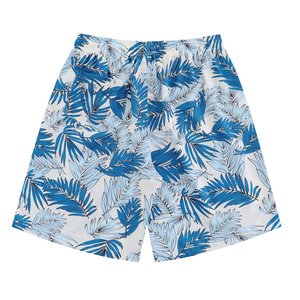 <b>Men's</b> Blue Geometric Print Satin Bermuda Shorts Elastic Waist Casual Swim <b>Trunks</b> Polyester/Cotton Quick Dry Mid Rise - Product Image 1
