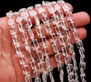 RAY FINE ORNATES Prix d'usine Perles de pierre précieuse ovales à facettes en cristal de roche, pierre naturelle, brin de 9 pouces, certifié par une tierce partie - Product Image 3