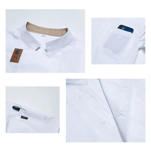 New Styles Short Sleeves Chef Jackets Black White Chef Coat Cooking Uniform For Restaurant & Bar Black Grey <b>Kitchen</b> Uniforms - Product Image 2