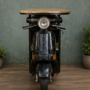 Table de bar vintage style scooter, design industriel, structure métallique, plateau en bois, ensemble de meubles de bar pour la maison - Product Image 4