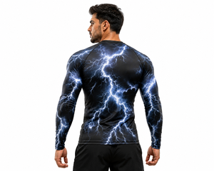 <b>Men</b> Lightning Storm <b>Compression</b> <b>Shirt</b> Long Sleeve Rash Guard Gym Workout Base Layer Athletic Performance Sportswear Custom Logo - Product Image 4