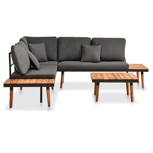 Conjunto de Sofá Grande de Madera de Acacia con Fundas Extraíbles Gris Oscuro, Conjuntos para Jardín - Product Image 2