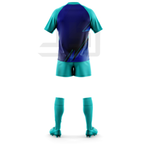 Uniforme d'équipe de rugby professionnel, écologique, coupe-vent, imprimé, col en V, maillot léger et short conçus pour les matchs de ligue - Product Image 2