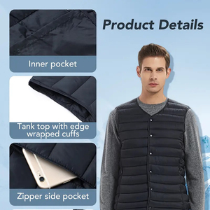 เสื้อกั๊กพัฟเฟอร์ผู้ชายแบบปรับแต่งได้สำหรับกิจกรรมกลางแจ้ง อุ่น น้ำหนักเบา กันน้ำ แบบเย็บติดกัน ราคาขายส่ง - Product Image 3