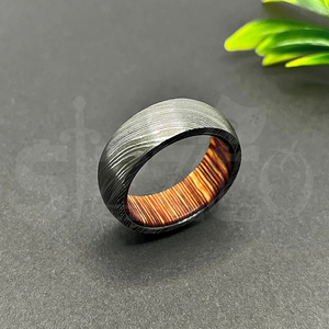 Hot Selling Handmade Wood Damascus Steel <b>Ring</b> for Men Women Wedding Band Fashion Party <b>Ring</b> Custom Latest Design OEM Supplier - Product Image 1