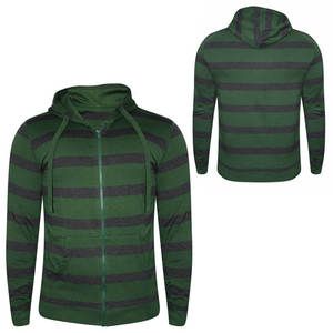 Sweat-shirt à capuche rayé pour homme, fermeture éclair, pull décontracté avec poche, vêtement d'automne, coupe classique, tricot en coton et polyester - Product Image 1