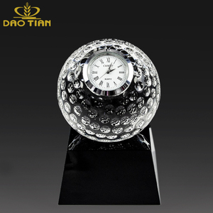 Wholesale <strong>Golf</strong> Accessories 80MM Crystal Glass <strong>Golf</strong> <strong>Balls</strong> Clock Trophy Awards with Black Crystal Base Funny <strong>Golf</strong> Gift Set Box - Product Image 2