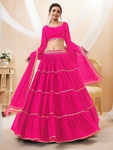 ชุด lehenga choli เสื้อจอร์เจียแบบดั้งเดิมสีชมพู - Product Image 5